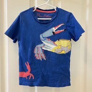 Mini Boden Crab Applique T-Shirt Top Blue Boys Size 5-6 years PLAY CONDITION